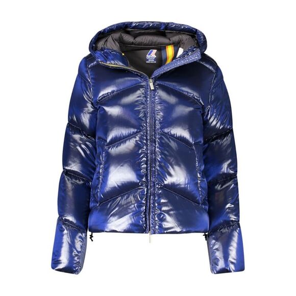K-WAY Jackets & Blazers - K-WAY Hooded Puffer Jacket Shiny Nylon Women Blue Jackets & Coats